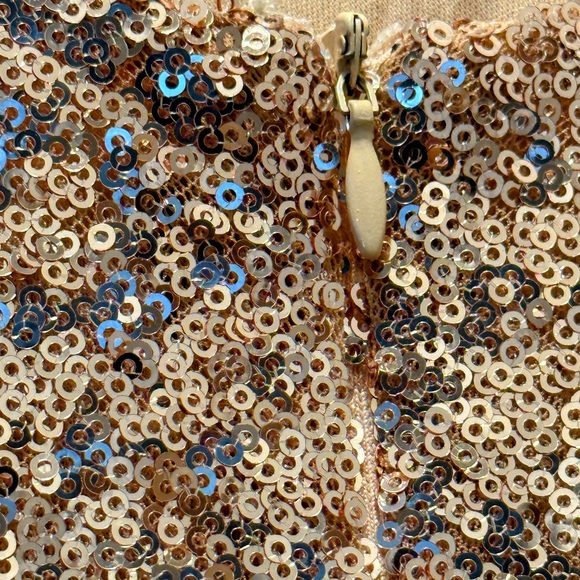 Rose Gold Sequin Mini Dress with Matching Velvet & Lamé Wrap S - Picture 6 of 6